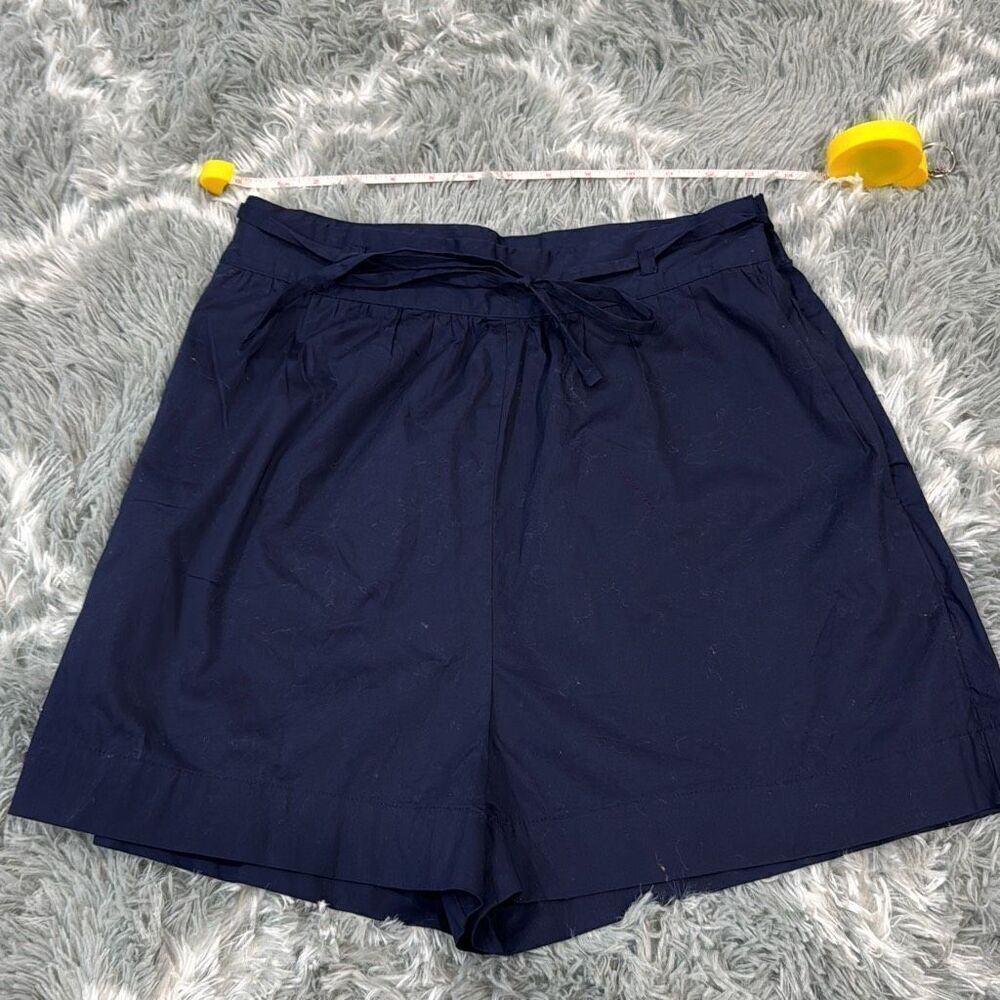 NWOT Jason Wu Women’s High-Waisted Navy Cotton Shorts With Tie-Waist Belt in Siz - Picture 3 of 9